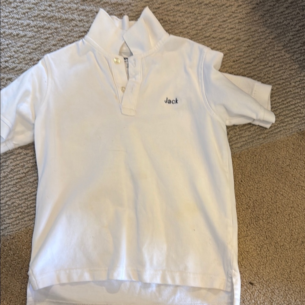 Lands' End White Polo Shirt Classic Collar Pique Knit